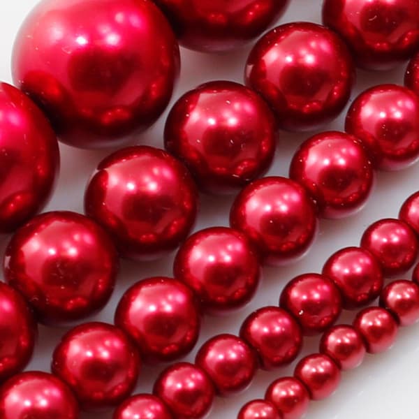 Burgundy Red Glass Pearl Round Bead 3mm 4mm 6mm 8mm 10mm 12mm 15" Strand Jewelry Making Supplies Necklace, Bracelet, Earrings #20