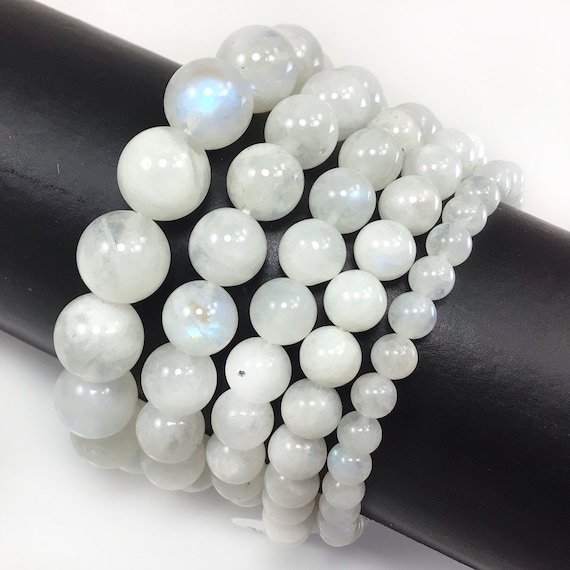 Ivory White Moonstone Bracelet Stretch Elastic Crystal Healing Natural  Gemstone Round Beaded for Men,Women 4mm 6mm 8mm 10mm 12mm 7.5