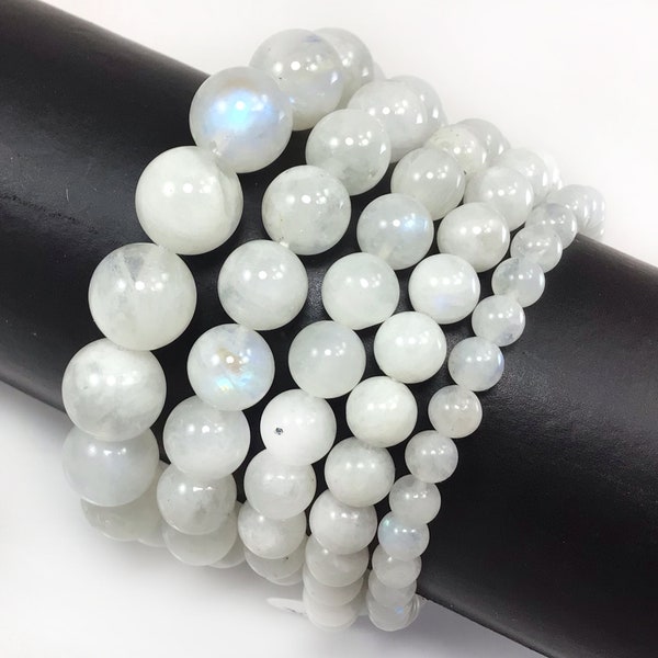 Ivory White Moonstone Bracelet Stretch Elastic Crystal Healing Natural Gemstone Round Beaded for Men,Women 4mm 6mm 8mm 10mm 12mm 7.5"