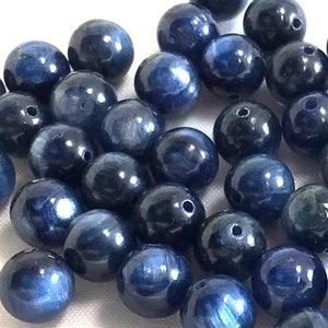 Blue Kyanite Round Beads Genuine Natural Gemstone Smooth Loose Bead 4mm 6mm 8mm 10mm 12mm Sold by PCS 10 20 50 100 Wholesale Bulk