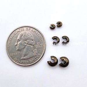 Antique Brass Crimp Cover Spacer Beads 3mm 4mm 5mm – Jewelry Findings for DIY Necklace Bracelet, Craft Supplies, Beading Accessories