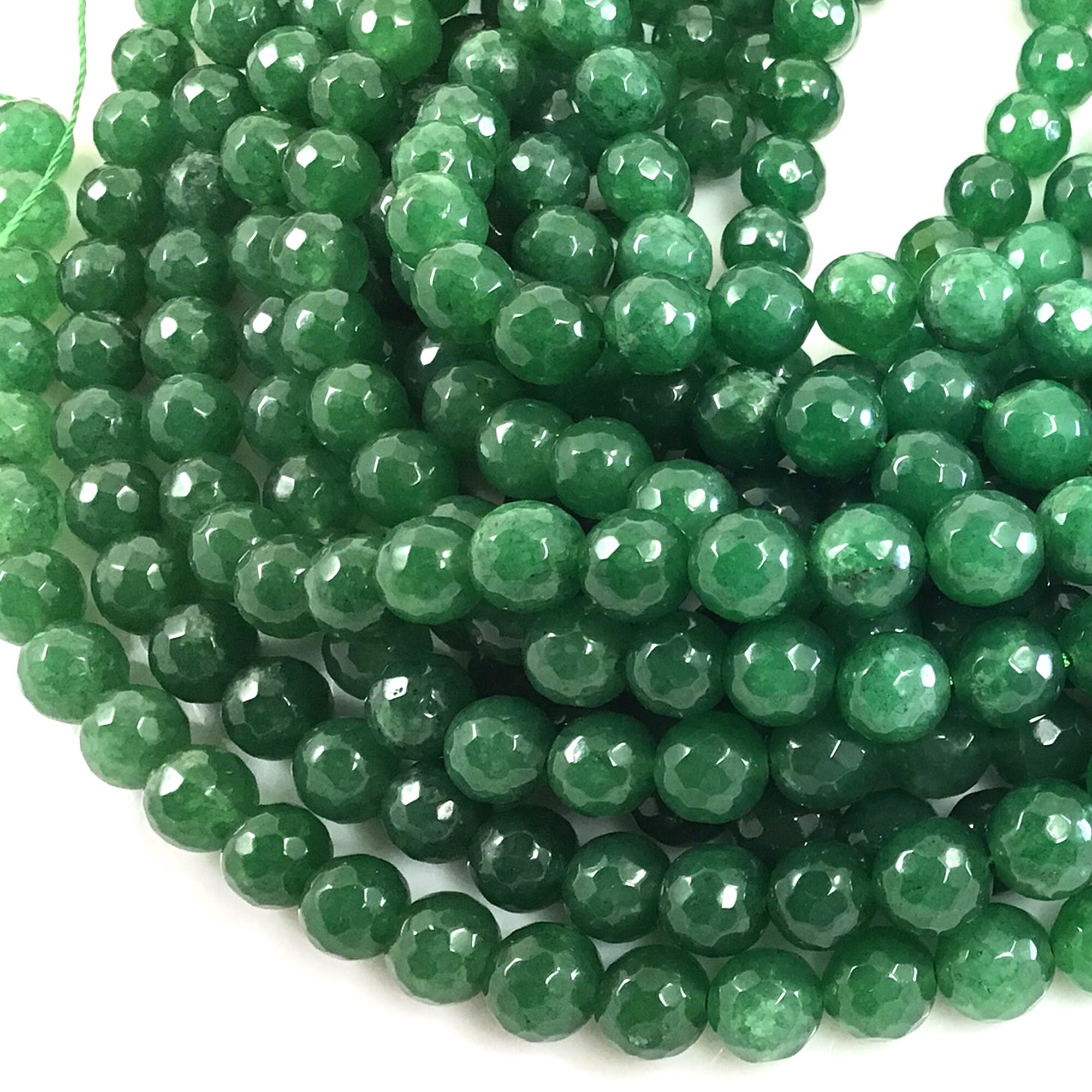 Emerald Green Jade Faceted Round Loose Bead 15 inch | Etsy