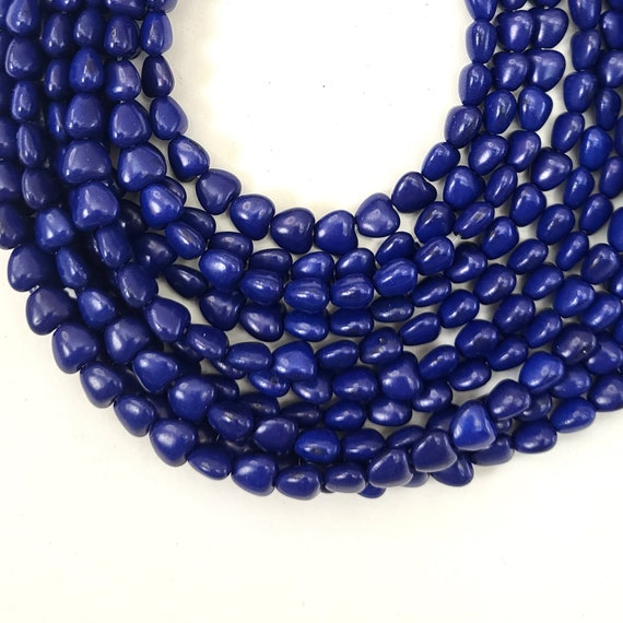 Dark Blue Heart Beads: Howlite Magnesite Turquoise, 6-12mm 15 Dark Blue Heart Beads: Howlite Magnesite Turquoise, 6-12mm 15