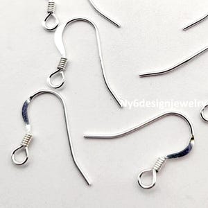 925 REAL Sterling Silver French Ear Wires, Earwires, Wire Hooks, Coil Earring Wires, Made in USA Findings Delicate 2pcs 10pcs, 50 pcs 100pcs