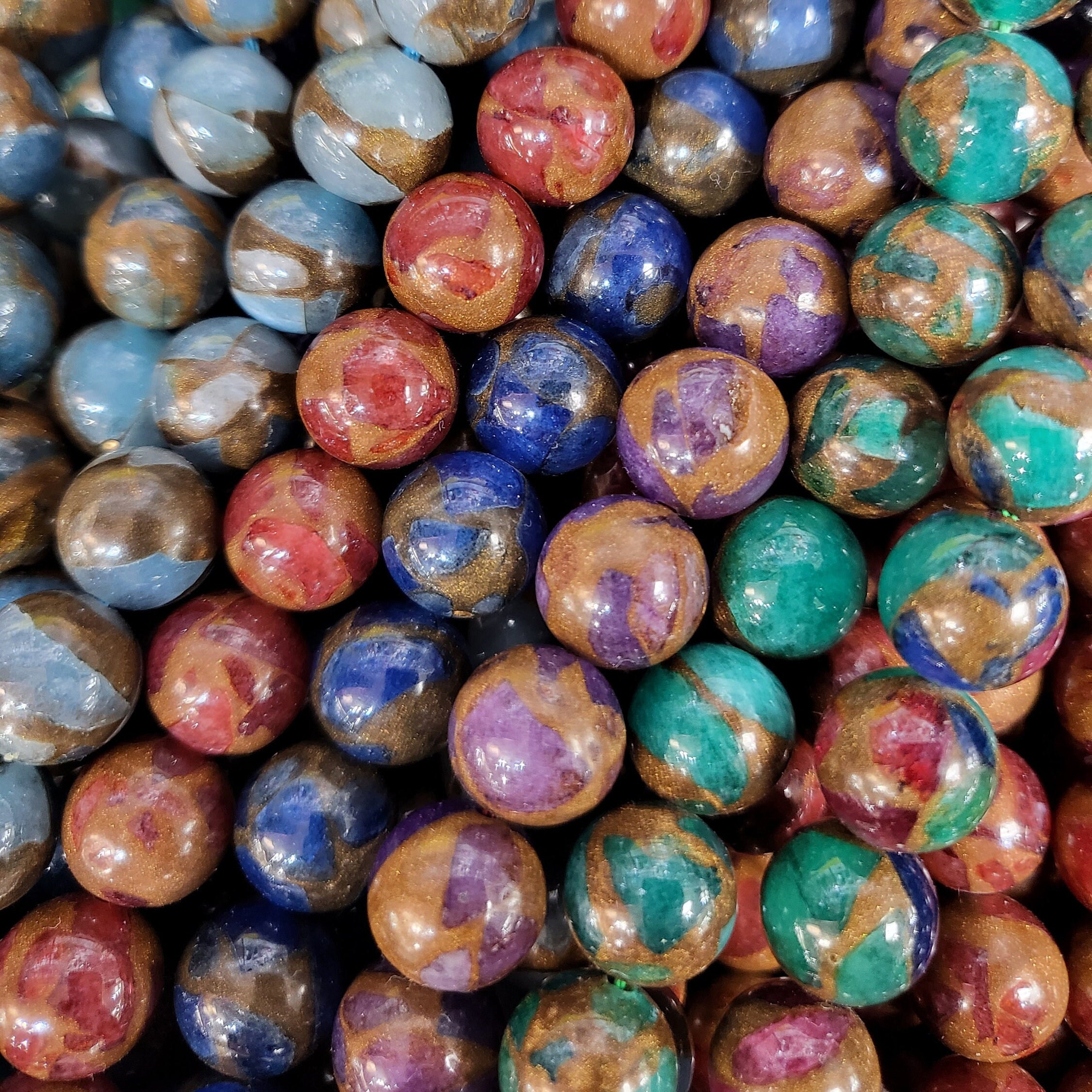Impression Jasper Cloisonne Jasper Round Beads Variscite Aka
