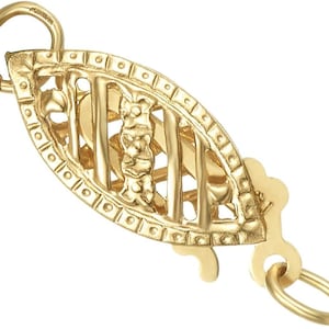 Genuine 14K Gold Pearl Filigree Necklace Clasp 5x13mm Fish Hook