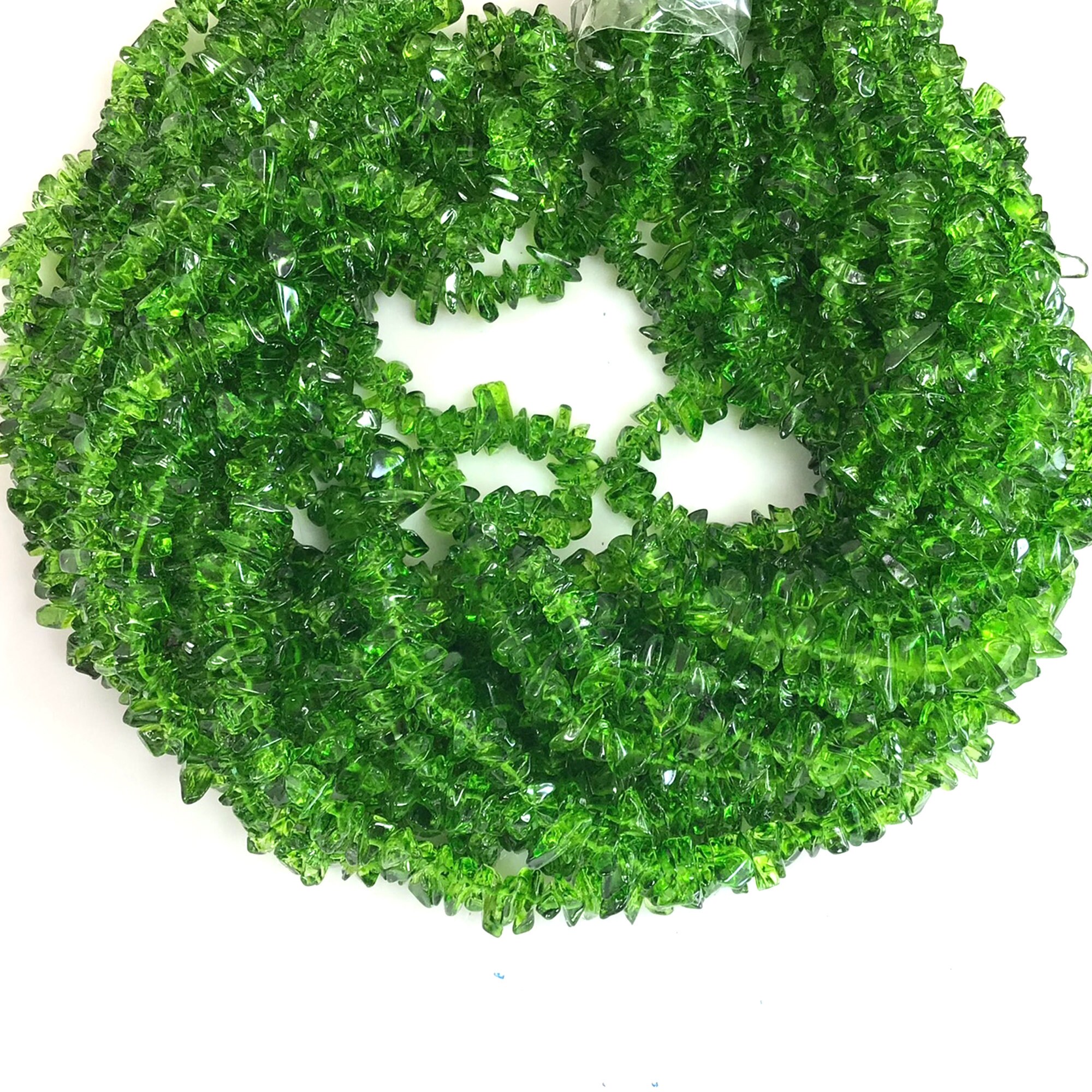 Green Glass Crystal Bead Chips Beads Grass Green Crystal