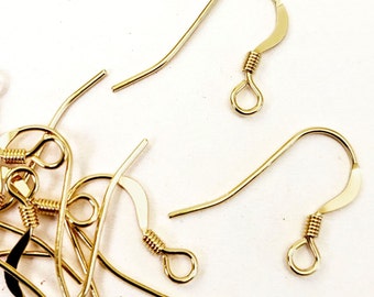 14K Gold Filled French Ear Wires, Flat Coil, USA Made