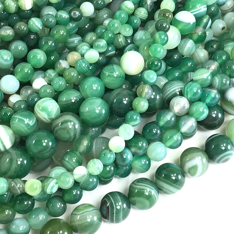 Ever Green Agate Stripe Bead Gemstone Round Loose Beads 4mm 6mm 8mm 10mm 12mm 15 Strand image 7