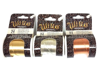 24ga Beadsmith LACQUERED Tarnish Resistant Jewelry Wire,Gold, Silver, Copper, 30 Yards