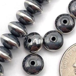 Handmade High Quality Navajo Saucer Pearl .925 Sterling Silver Seamed Spacer Beads 9x5.6mm 5pcs Silver Beaded for Bracelets & Necklaces