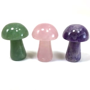 1.75&quot; Crystal Mushroom Hand Carved Mushroom Amethyst Aventurine Jade Crystal Mushroom Healing Statue Crystal Gift