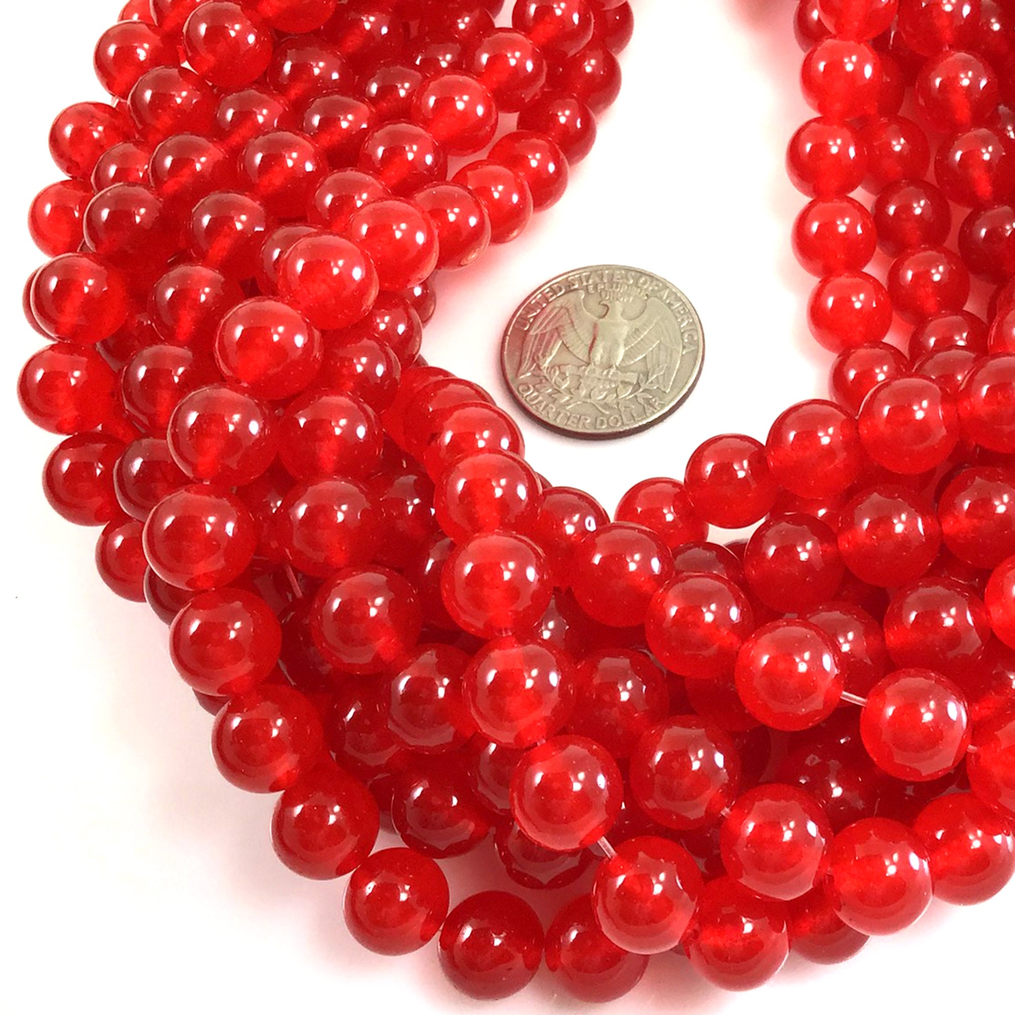 Gemstones Red Jade Beads Dyed Natural Jade Smooth Round Beads | Etsy