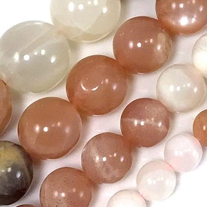 Natural Sunstone Beads Grade AA Peach Orange Gray Cream White multicolor Gemstone Round Loose Bead 6mm 8mm 10mm 12mm 15&quot; Strand