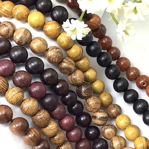 8mm Natural Wood Round Bead Wood Loose Beads 13&quot; Strand 40 pcs Round Wood Beads Jewelry Beading, Wood Necklace, Wood Bracelet