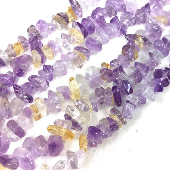Ametrine Chip Beads Purple Ametrine Crystal Assorted Gemtones 32" Full Strand Irregular Nugget Freeform Small Crystal Chips