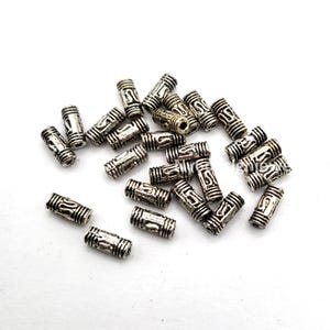 Silver Tube Spacer Beads 8x3x3mm – 24pcs Tribal Bali Tibetan Style Beads, Metal Tube Beads for Jewelry Making Supplies