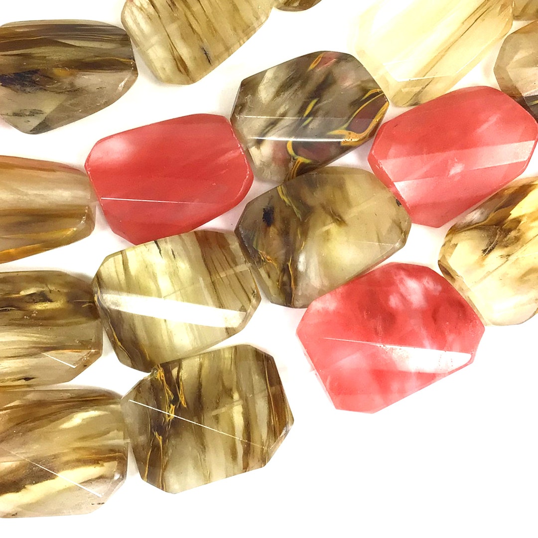 Cherry Quartz Volcano Crystal Quartz Faceted Nugget Beads 15 Full Inch