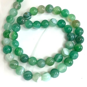 Ever Green Agate Stripe Bead Gemstone Round Loose Beads 4mm 6mm 8mm 10mm 12mm 15 Strand image 3