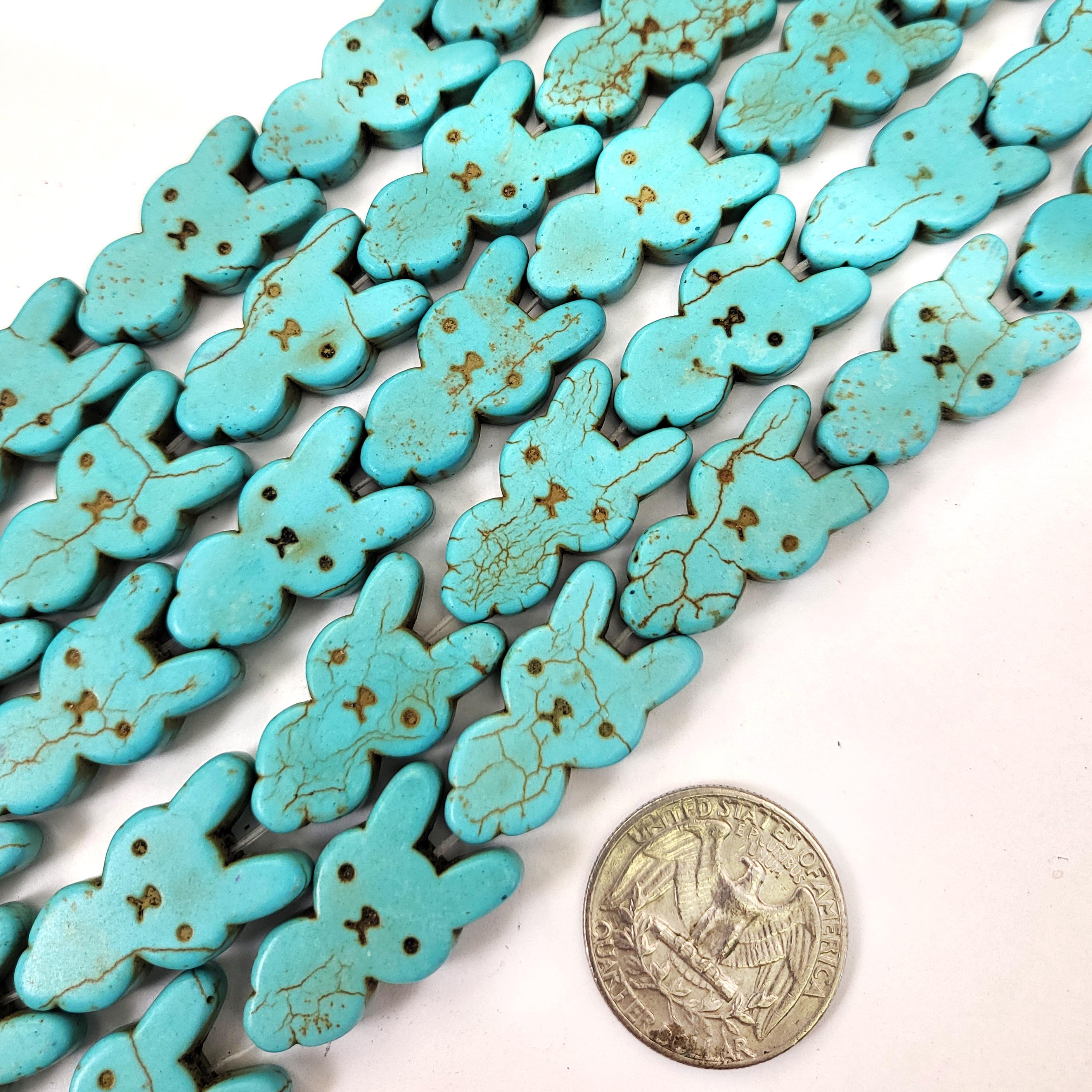 Tourquoise Rabbit Turquoise Rabbit Beads, Zuni Style, Animal Charms 27x15mm (16pcs) - Etsy