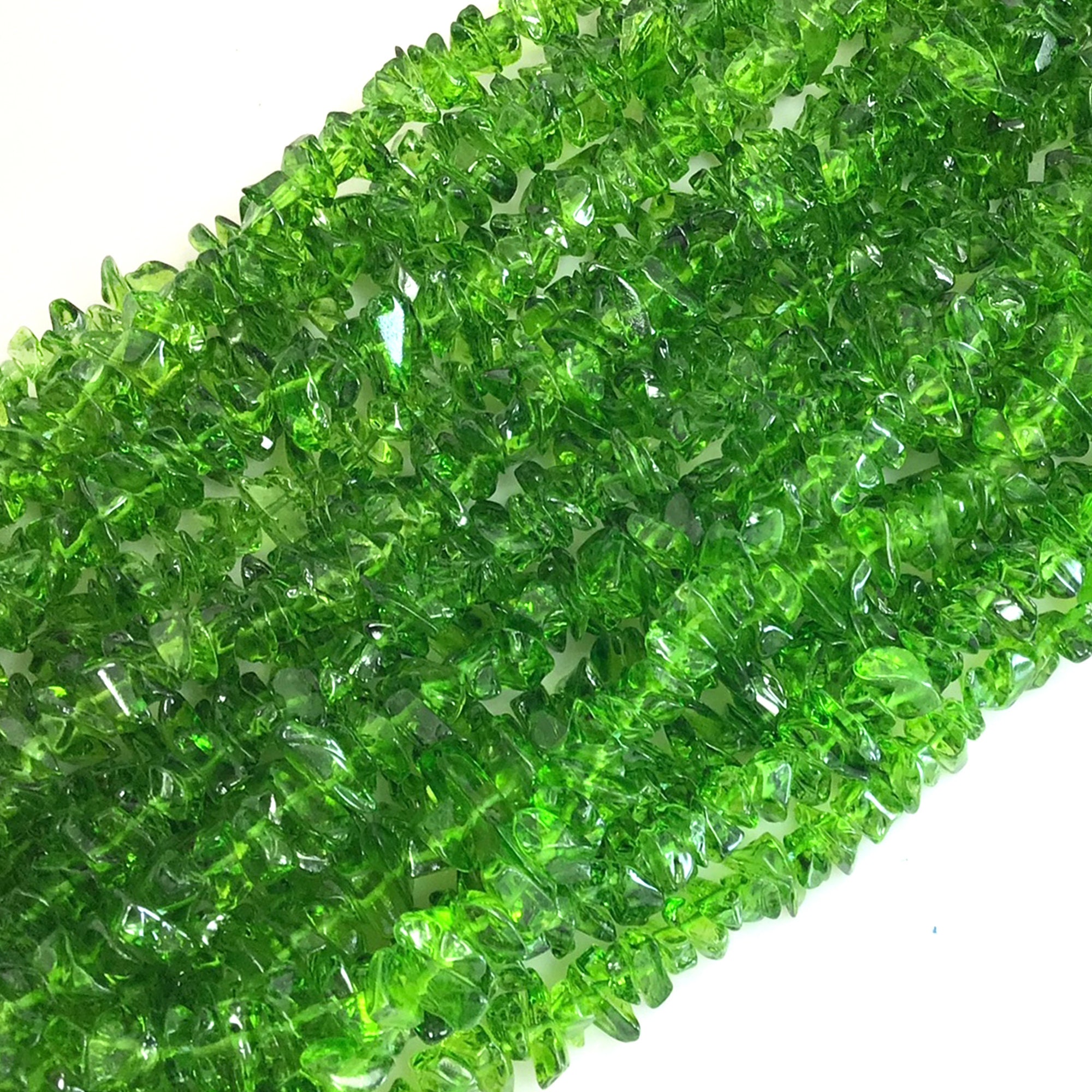 Green Glass Crystal Bead Chips Beads Grass Green Crystal