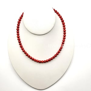 Red Coral Necklace Gift Gemstone Red Coral Beaded Healing Crystal Necklace Gift Women, Silver Lobster Clasp Birthday Gift Mother&#39;s day