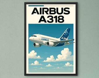 Airbus A318 Poster – Vintage Jetliner Digital Art Print