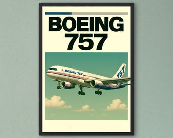 Boeing 757 retro luchtvaartposter – vintage passagiersvliegtuigprint (digitale download)