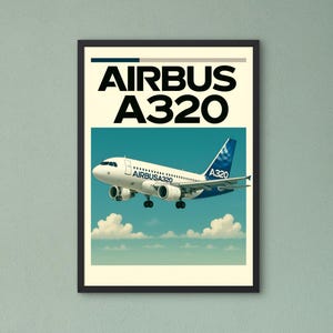 Airbus A320 Digital Poster – Retro Jetliner Art Print