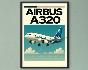 Airbus A320 Digital Poster – Retro Jetliner Art Print