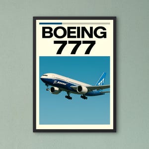 Boeing 777 Jet Airliner Digital Poster – Classic Boeing Livery Aviation Wall Art – Vintage-Inspired Printable Plane Artwork