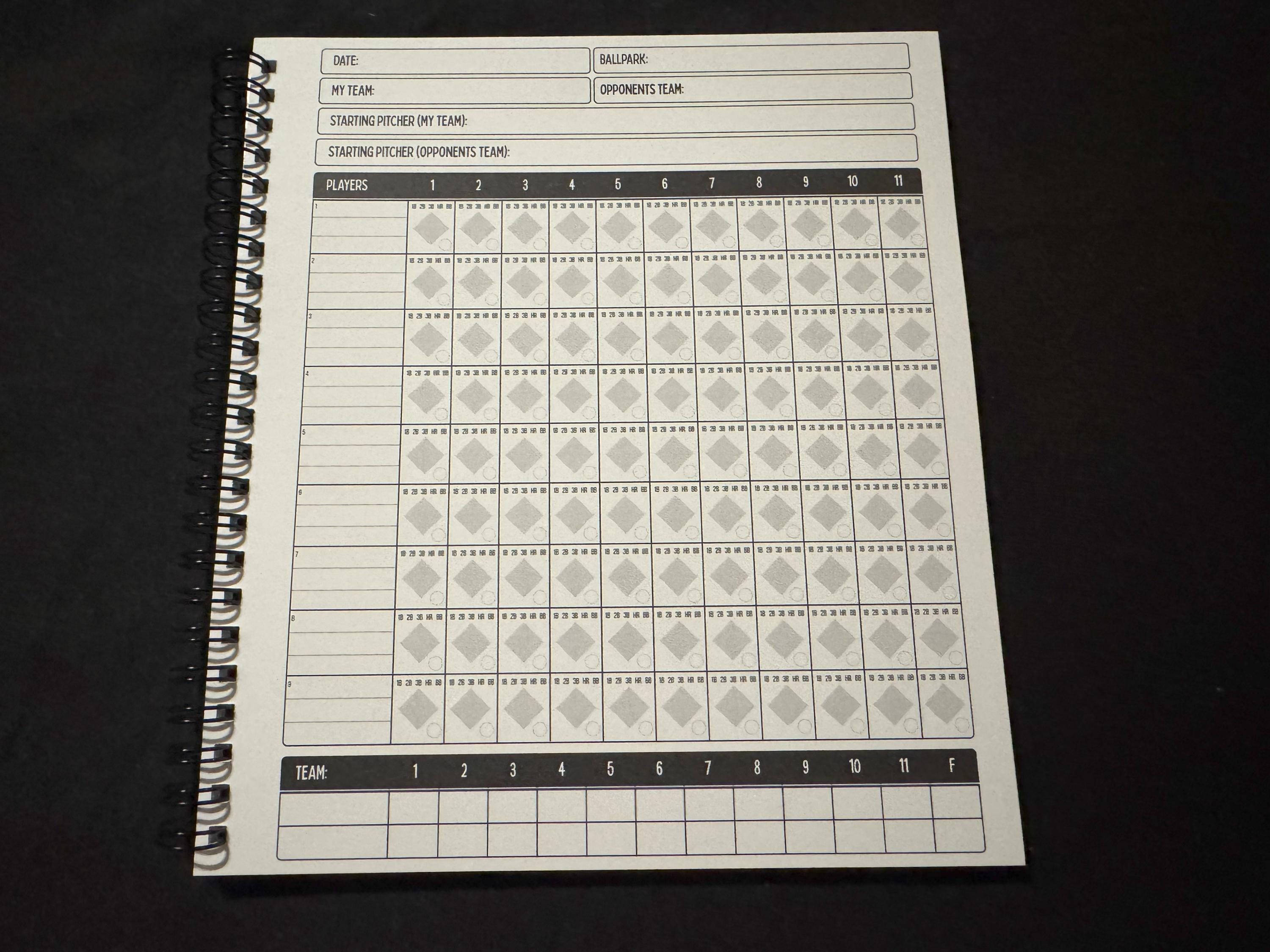 The Simple Scorebook | 30-game Baseball Scorecard for 1 Team ...
