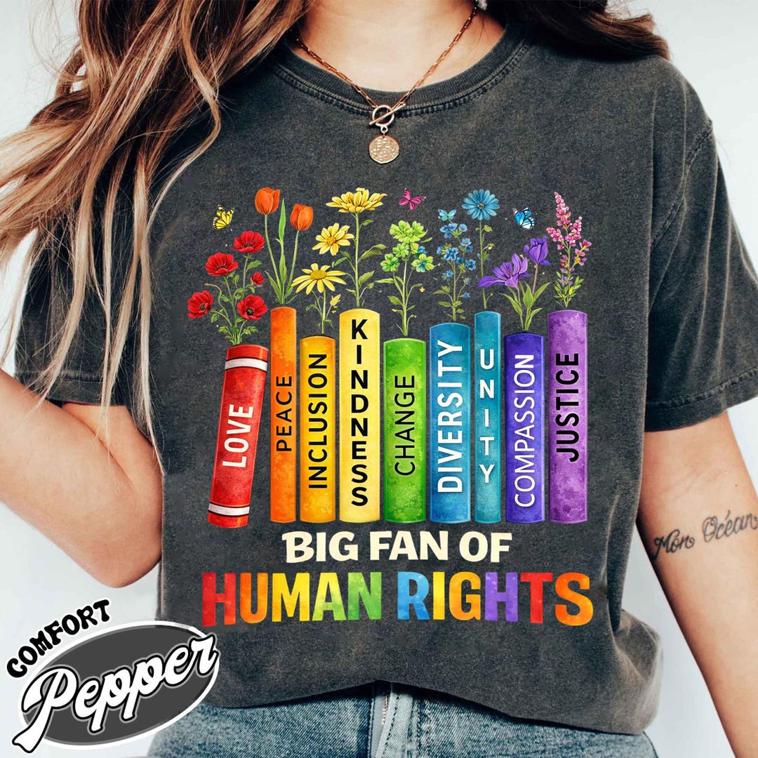 Write For Rights Merch Floral Book Big Fan of Human Rights Shirt, Human Rights Liberal Protest ...