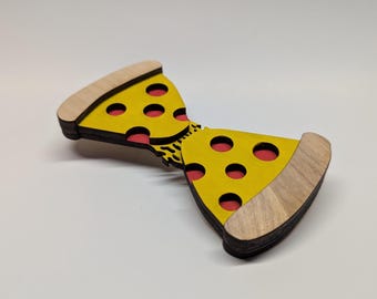 Pizza Wooden Bow Tie – Whimsical Magnetic Foodie Accessory
