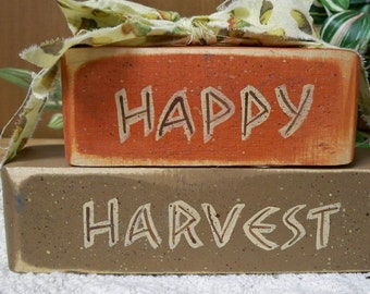 Decorative wooden blocks, Happy Harvest, Happy Halloween, Give Thanks