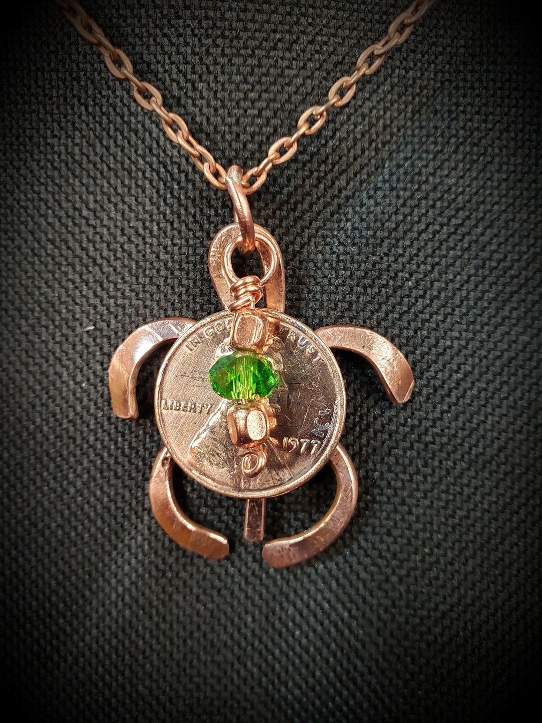 Penny Turtle Necklace Birthstone Necklace Penny Turtle Etsy