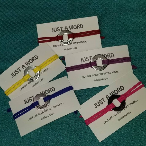 Word Washer Bracelet, Custom Engraved Jewelry, Team Spirit