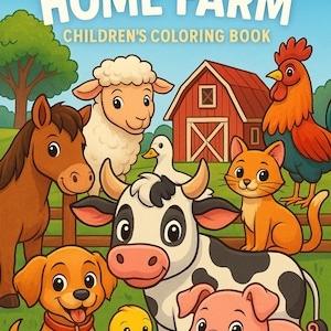 Libro para colorear de la granja para niños – Páginas de actividades de animales imprimibles – Animales de granja para colorear en casa – Descarga instantánea en PDF