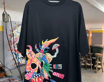 Hand-Painted Cotton T-Shirt | Wearable Art | One of a Kind | Artist-Made | NITI