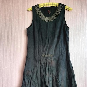 Aventures Des Toiles Black Sleeveless Boutique Tunic Dress Size M