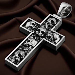 Sterling Silver Skull Cross Pendant – Punk Biker Statement Necklace, Gothic Rocker Jewelry, Unique Edgy Gift For Him Or Her, Silver Amulet