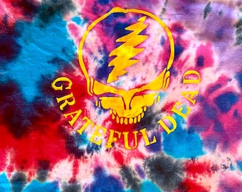 Hand-Dyed Grateful Dead Inspired Tie Dye Shirt - Stealie ABSTRACT - Size L