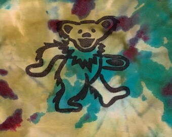 Hand-Dyed Grateful Dead Inspired Tie Dye Shirt - Dancing Bear HAZE - Size L