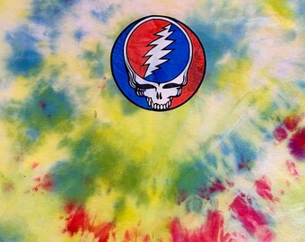 Hand-Dyed Grateful Dead Inspired Tie Dye Shirt - Stealie SUNBURST - Size L