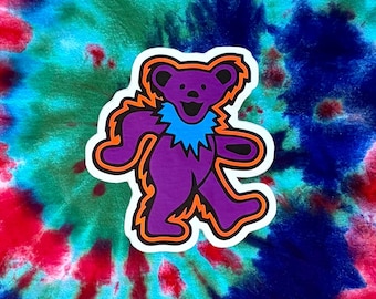 Hand-Dyed Grateful Dead Inspired Tie Dye Shirt - Dancing Dead Bear SWIRLEY - Size L