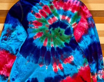 Hand-Dyed Tie Dye Long Sleeve Shirt - SWIRLEY - Size XL