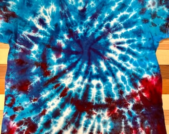 Hand-Dyed Shark Week Inspired Tie Dye Shirt - SWIRLEY - Size XL (Women’s V-Neck)