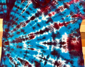 Hand-Dyed Shark Week Inspired Tie Dye Shirt - RIPPLE - Size XL (Women’s V-Neck)