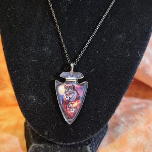 Tiger Arrowhead 20&quot; Black Chain Pendant Necklace