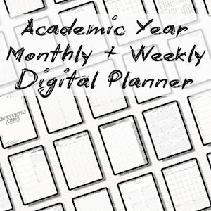 Academic Year 2025-2026 Monthly + Weekly Digital Planner for GoodNotes Notability iPad Tablet | Modern Minimalist Design | Vertical Layout
